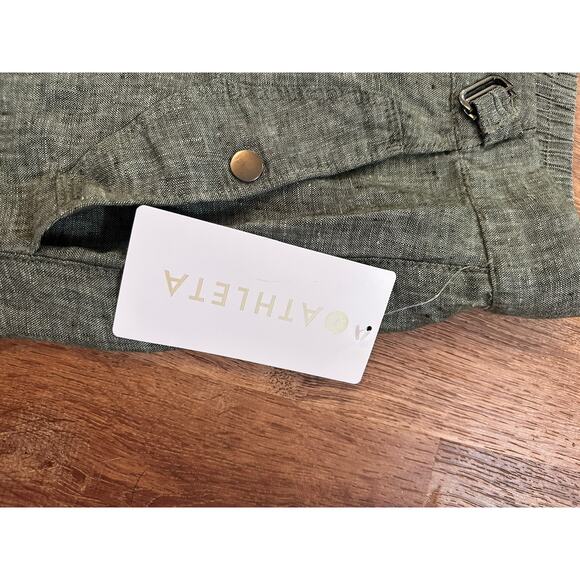 Athleta NWT Voyager Linen Shorts Sz 20 Olive Green Pull On - Picture 5 of 7